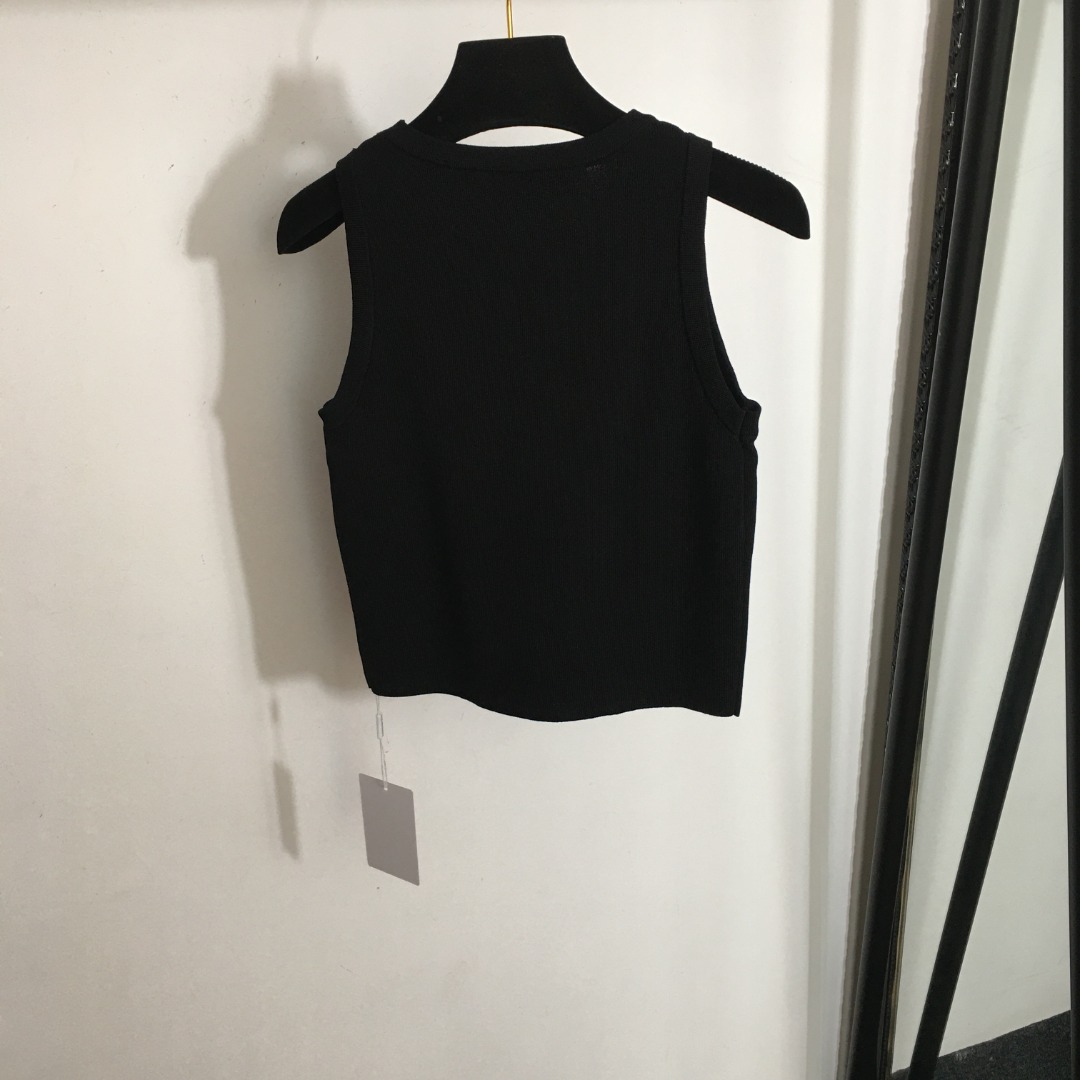 V-NO New rhinestone three-dimensional butterfly decorative slim Joker knit vest