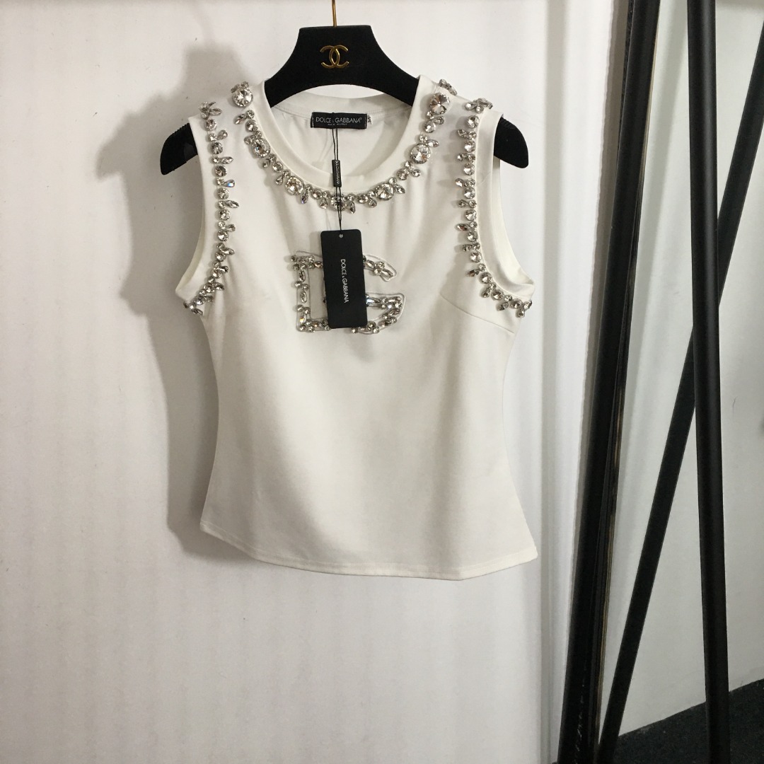 D-G New diamond-encrusted letter round neck knitted vest