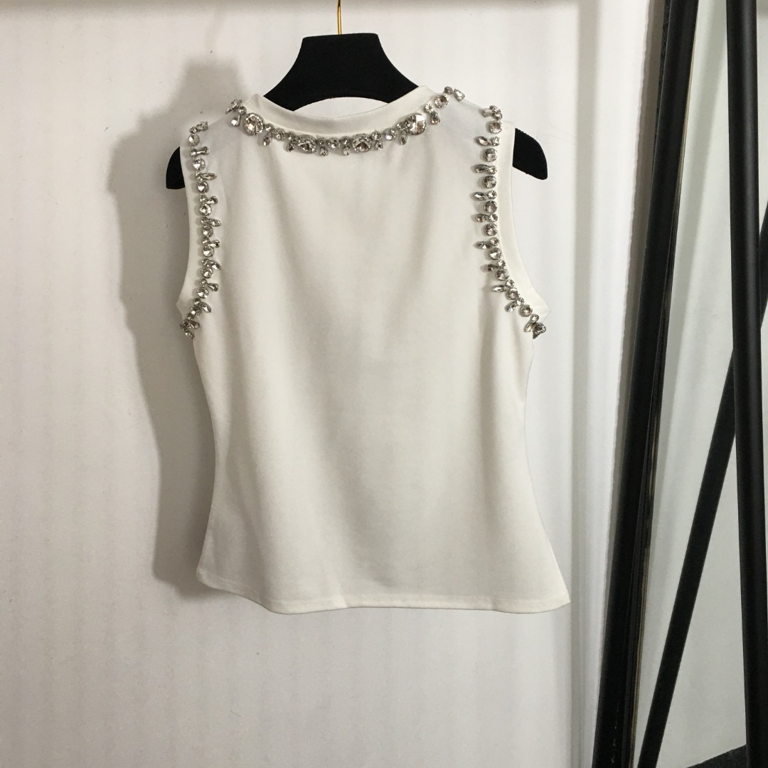 D-G New diamond-encrusted letter round neck knitted vest