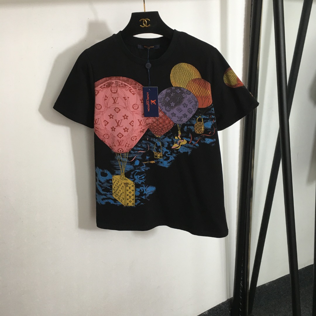 L-V Reading logo hot air balloon printing short sleeve T-shirt