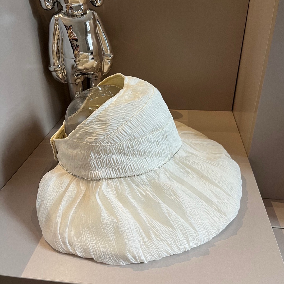 MIU 2024 new sun visor, ladies' small and fresh sun visor with empty top, customized organza with a head circumference of 57cm.