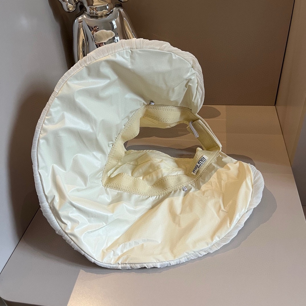 MIU 2024 new sun visor, ladies' small and fresh sun visor with empty top, customized organza with a head circumference of 57cm.