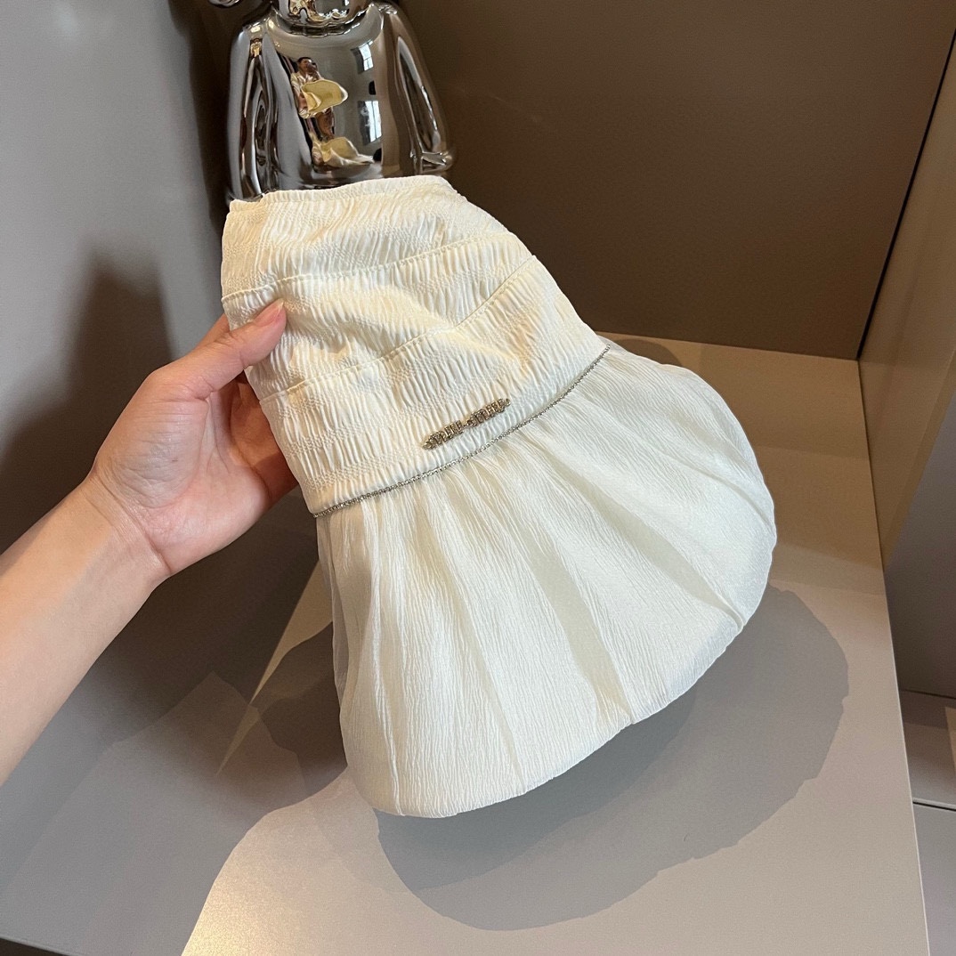 MIU 2024 new sun visor, ladies' small and fresh sun visor with empty top, customized organza with a head circumference of 57cm.