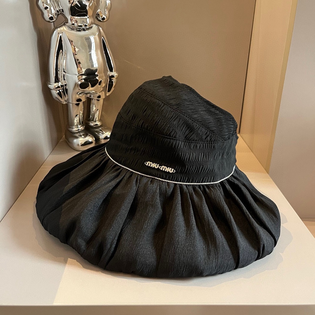 MIU 2024 new sun visor, ladies' small and fresh sun visor with empty top, customized organza with a head circumference of 57cm.