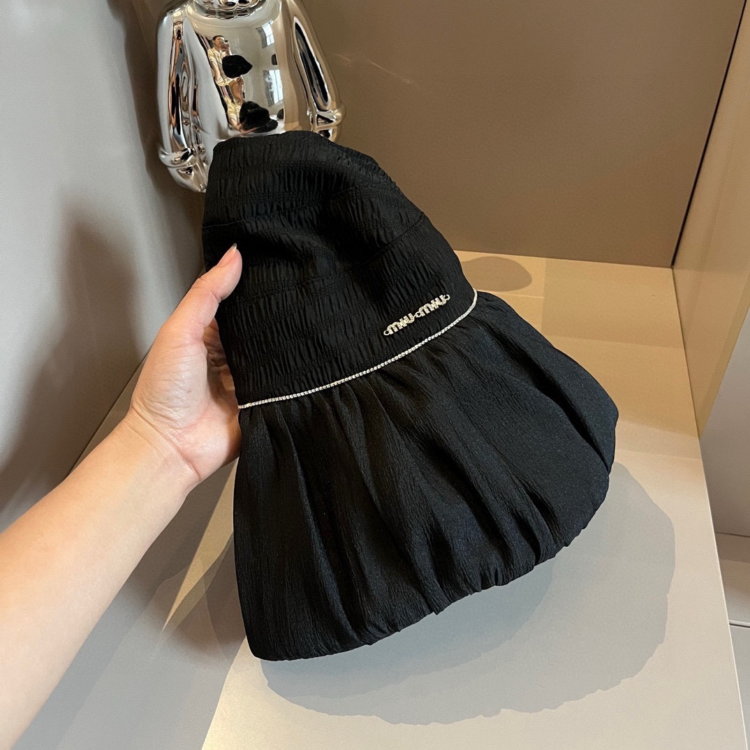 MIU 2024 new sun visor, ladies' small and fresh sun visor with empty top, customized organza with a head circumference of 57cm.