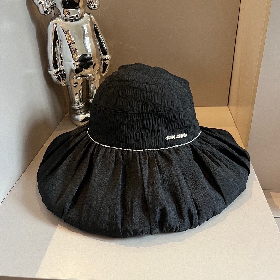 MIU 2024 new sun visor, ladies' small and fresh sun visor with empty top, customized organza with a head circumference of 57cm.