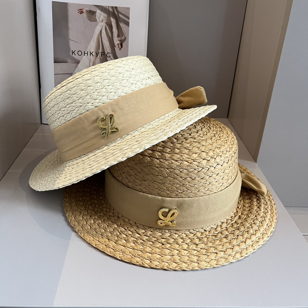 L-E New flat top hat, bow ribbon, small and fresh design, head circumference 57cm.