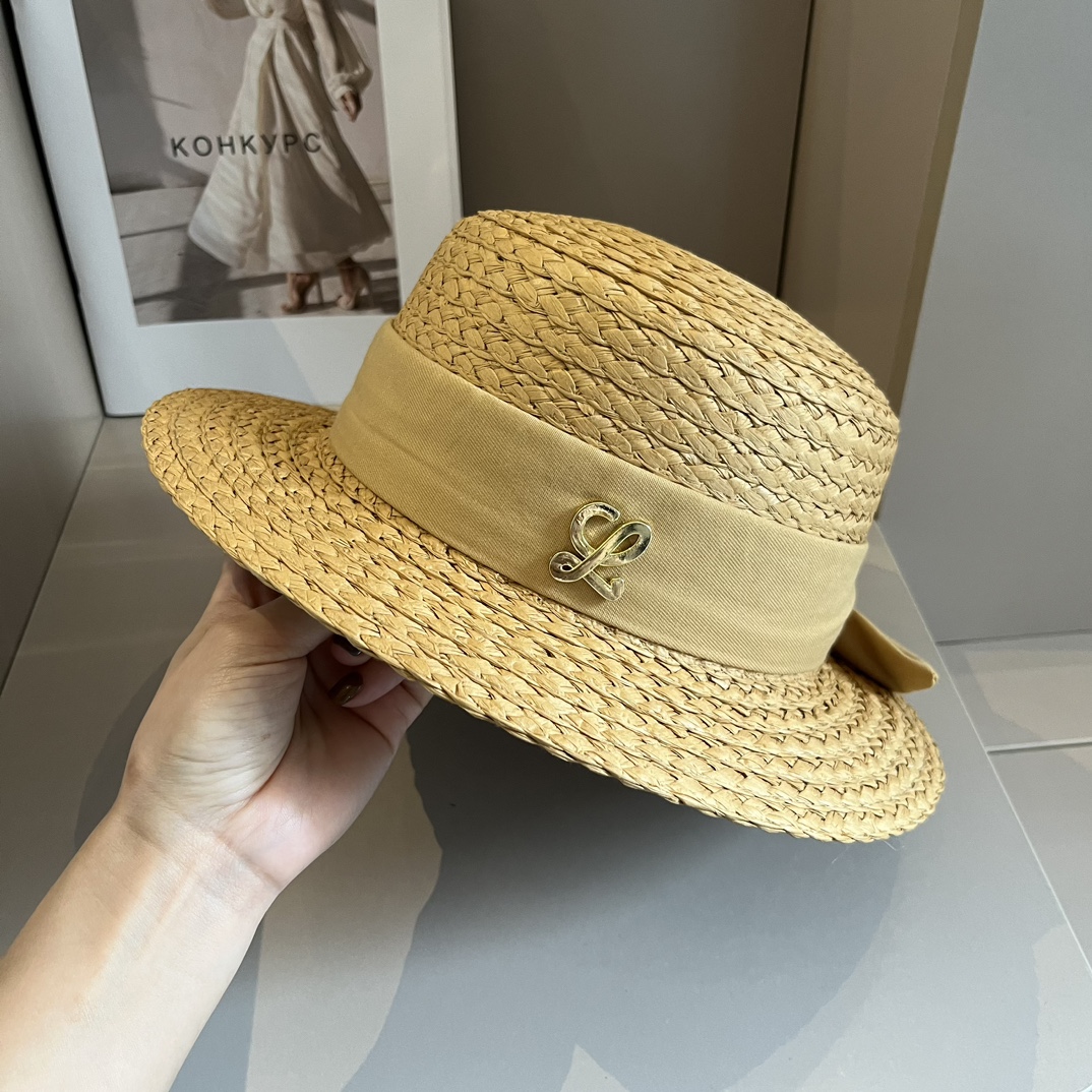 L-E New flat top hat, bow ribbon, small and fresh design, head circumference 57cm.