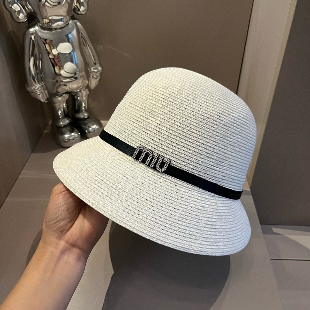 MIU 2024 new straw hat, ladies wind straw hat, head circumference 57cm.