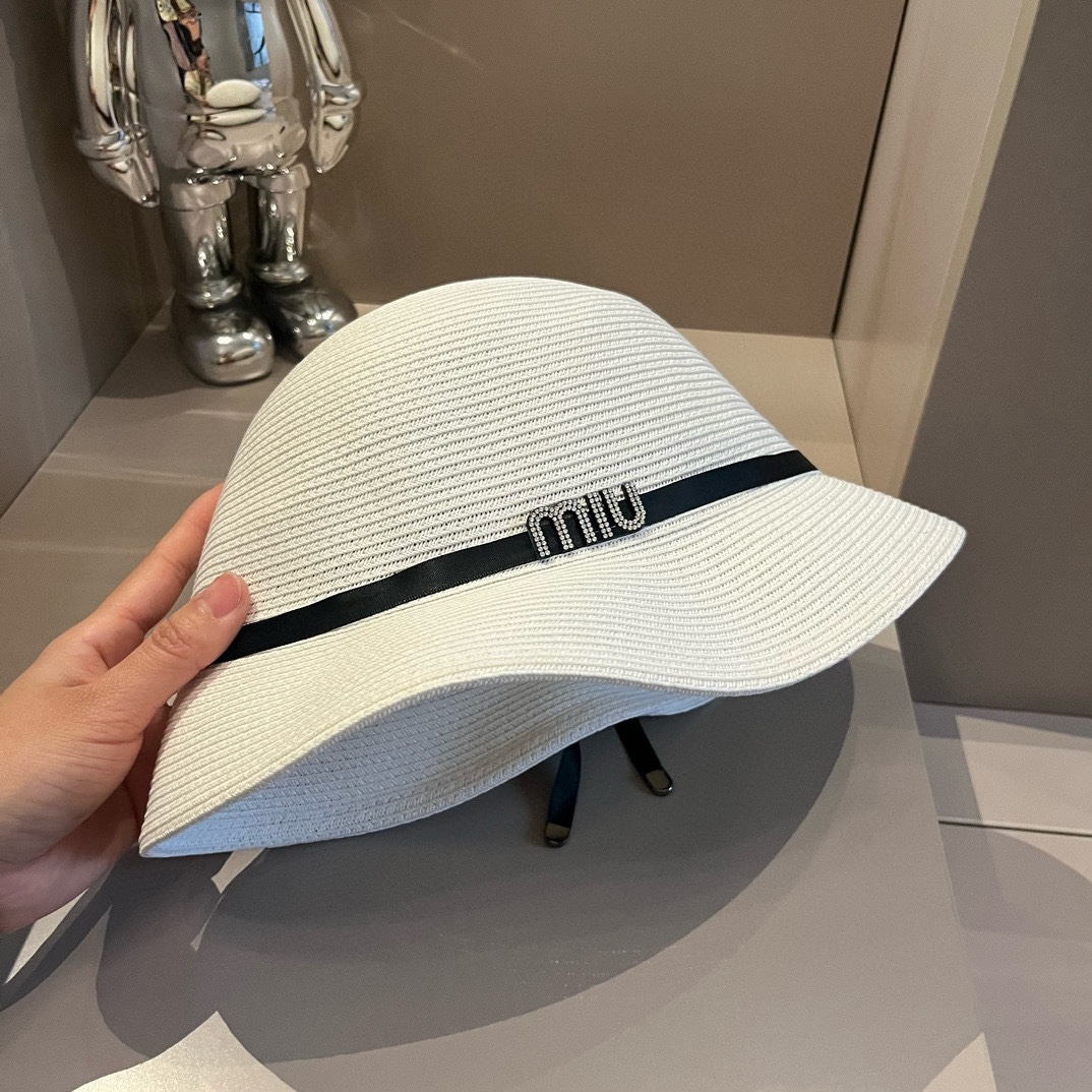 MIU 2024 new straw hat, ladies wind straw hat, head circumference 57cm.
