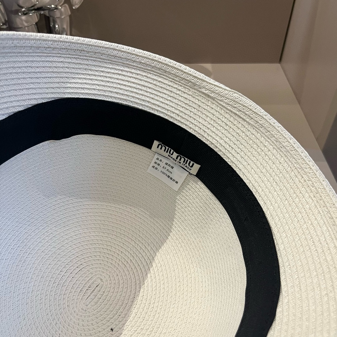 MIU 2024 new straw hat, ladies wind straw hat, head circumference 57cm.