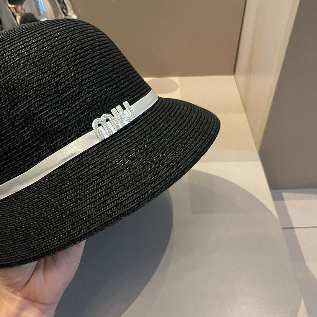 MIU 2024 new straw hat, ladies wind straw hat, head circumference 57cm.