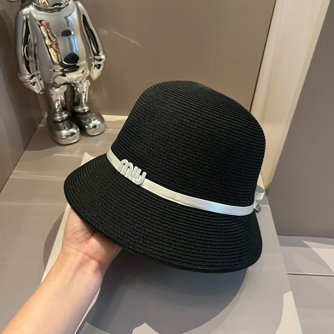 MIU 2024 new straw hat, ladies wind straw hat, head circumference 57cm.