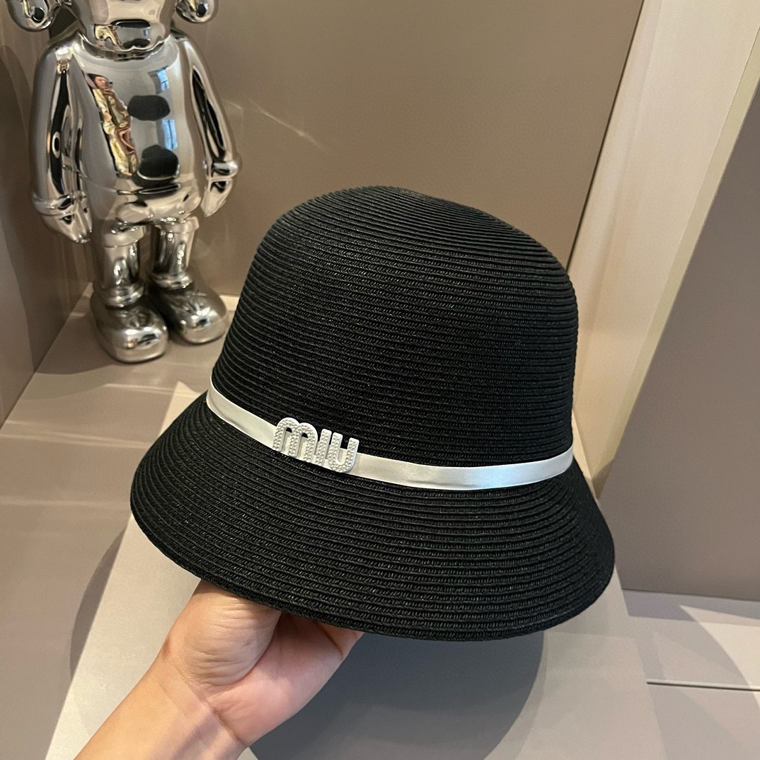 MIU 2024 new straw hat, ladies wind straw hat, head circumference 57cm.