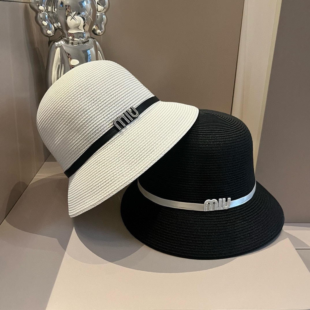 MIU 2024 new straw hat, ladies wind straw hat, head circumference 57cm.
