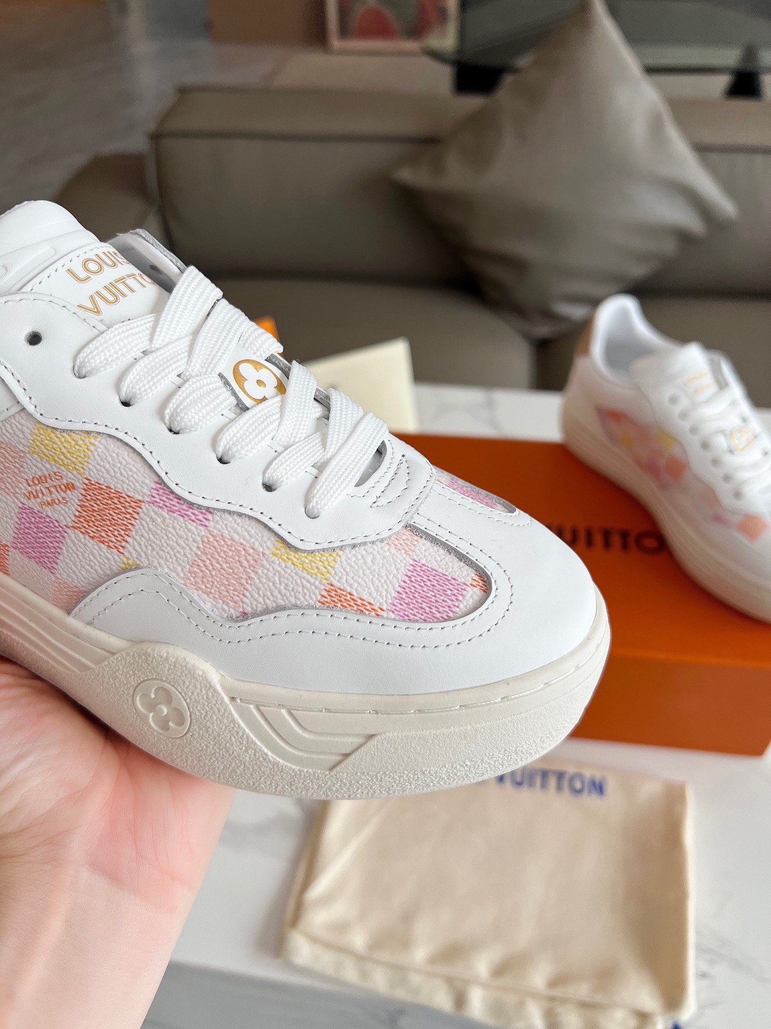 L-V Groovy sneakers are from Damierlicious series.