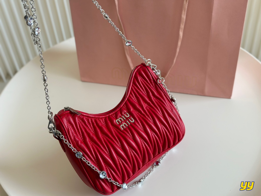 MIU Pleated bag Chain single chain double chain