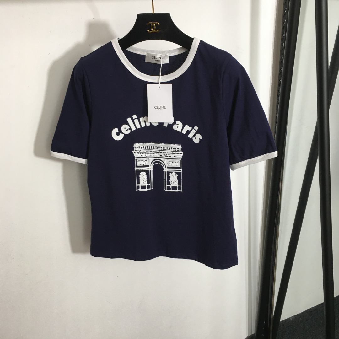 C-E Triumph letter logo printed short sleeve T-shirt