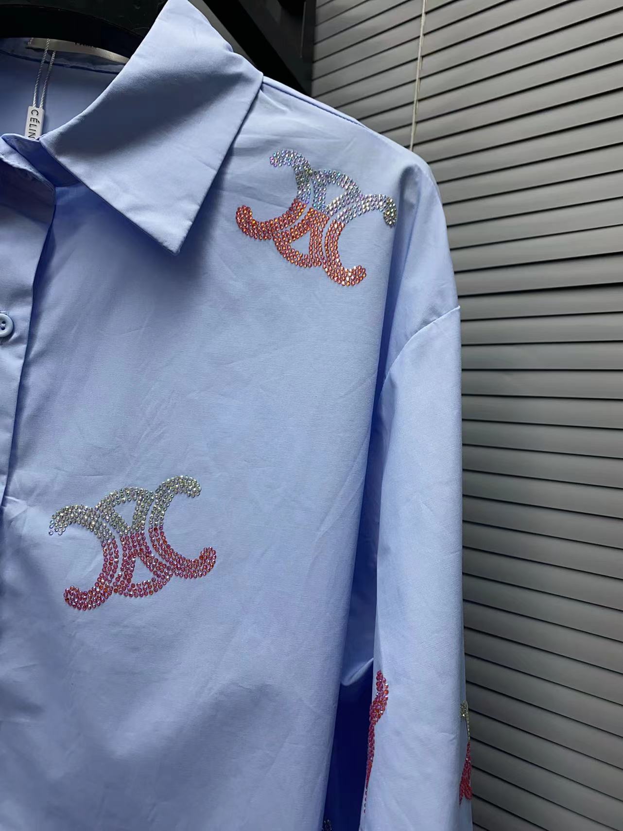 C-L High-grade cotton shirt candy pink sparkling design oversize cotton shirt