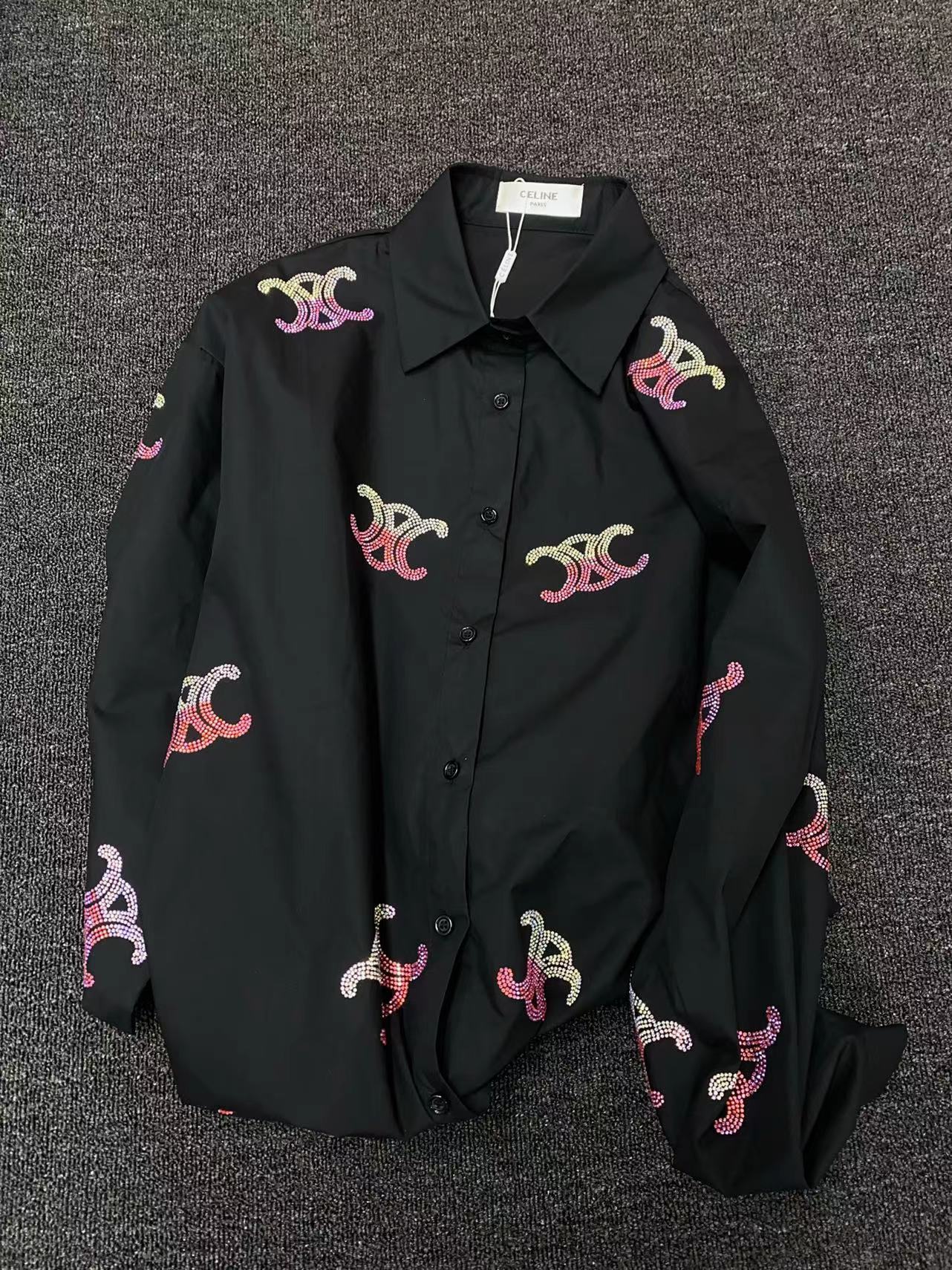 C-L High-grade cotton shirt candy pink sparkling design oversize cotton shirt