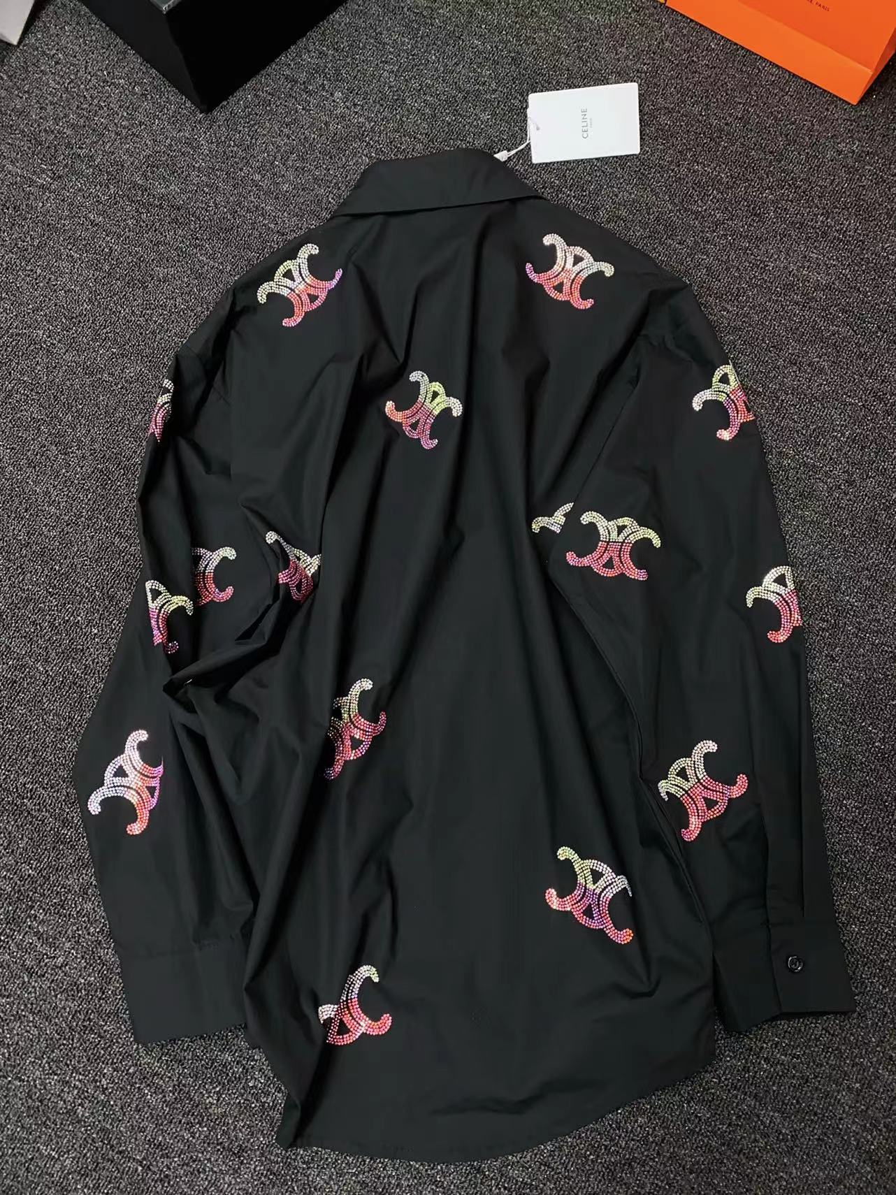 C-L High-grade cotton shirt candy pink sparkling design oversize cotton shirt