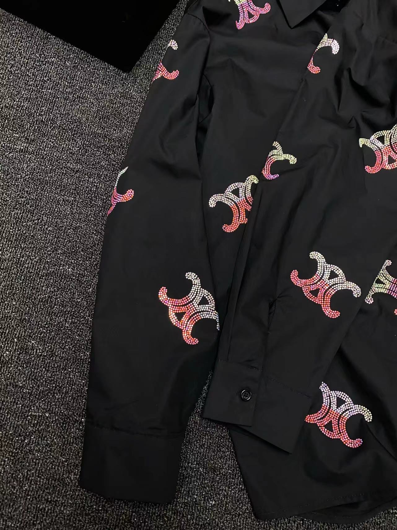 C-L High-grade cotton shirt candy pink sparkling design oversize cotton shirt