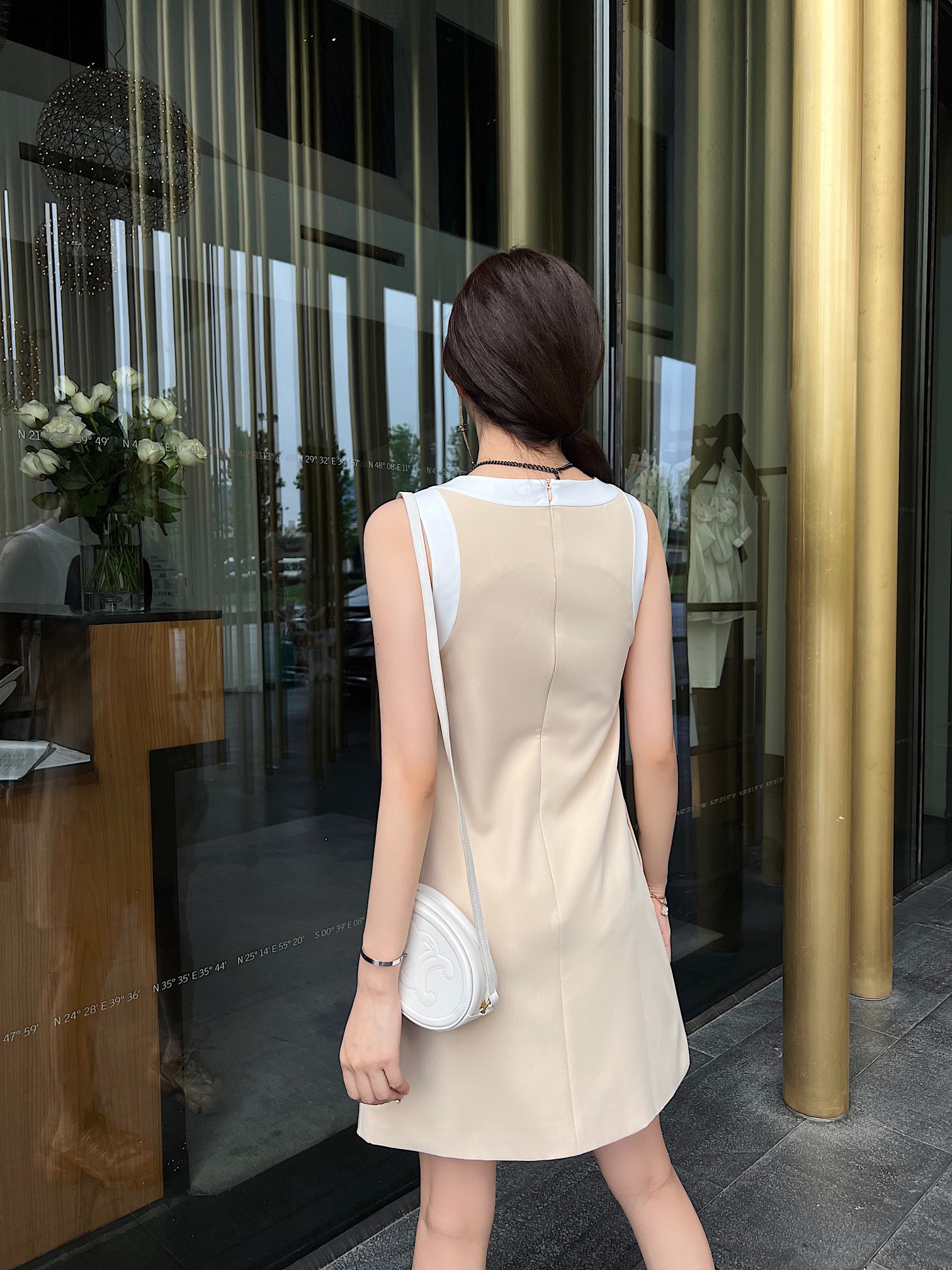 C-L New sleeveless dresses in summer: Collar and cuff contrast design/letter printing decoration/excellent version.