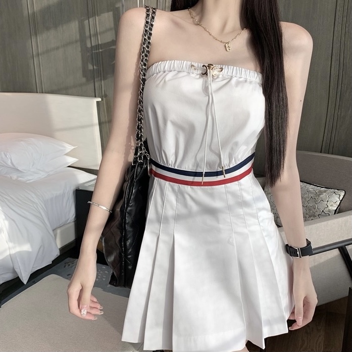 C-E Tennis wind tube top pleated dress