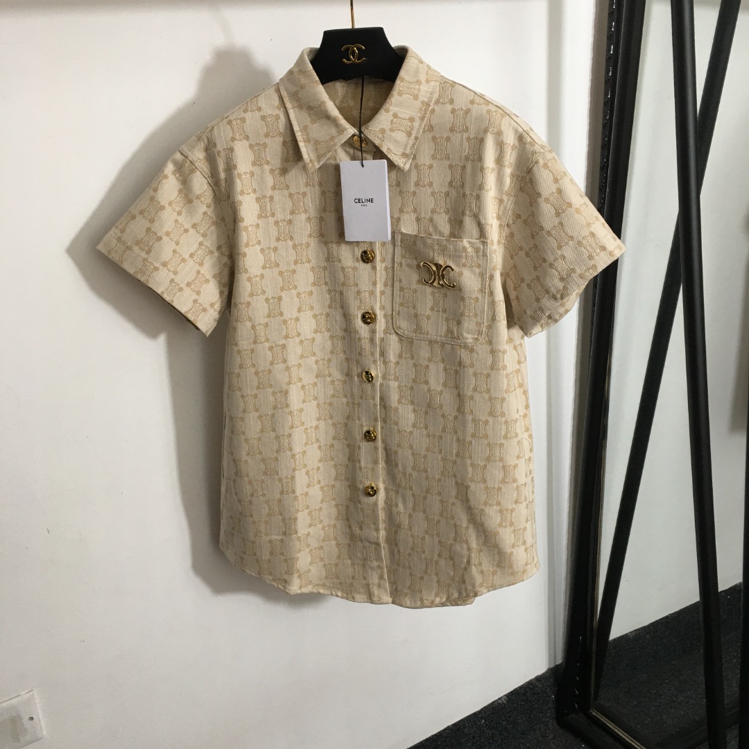 C-E New full-body logo jacquard short-sleeved shirt