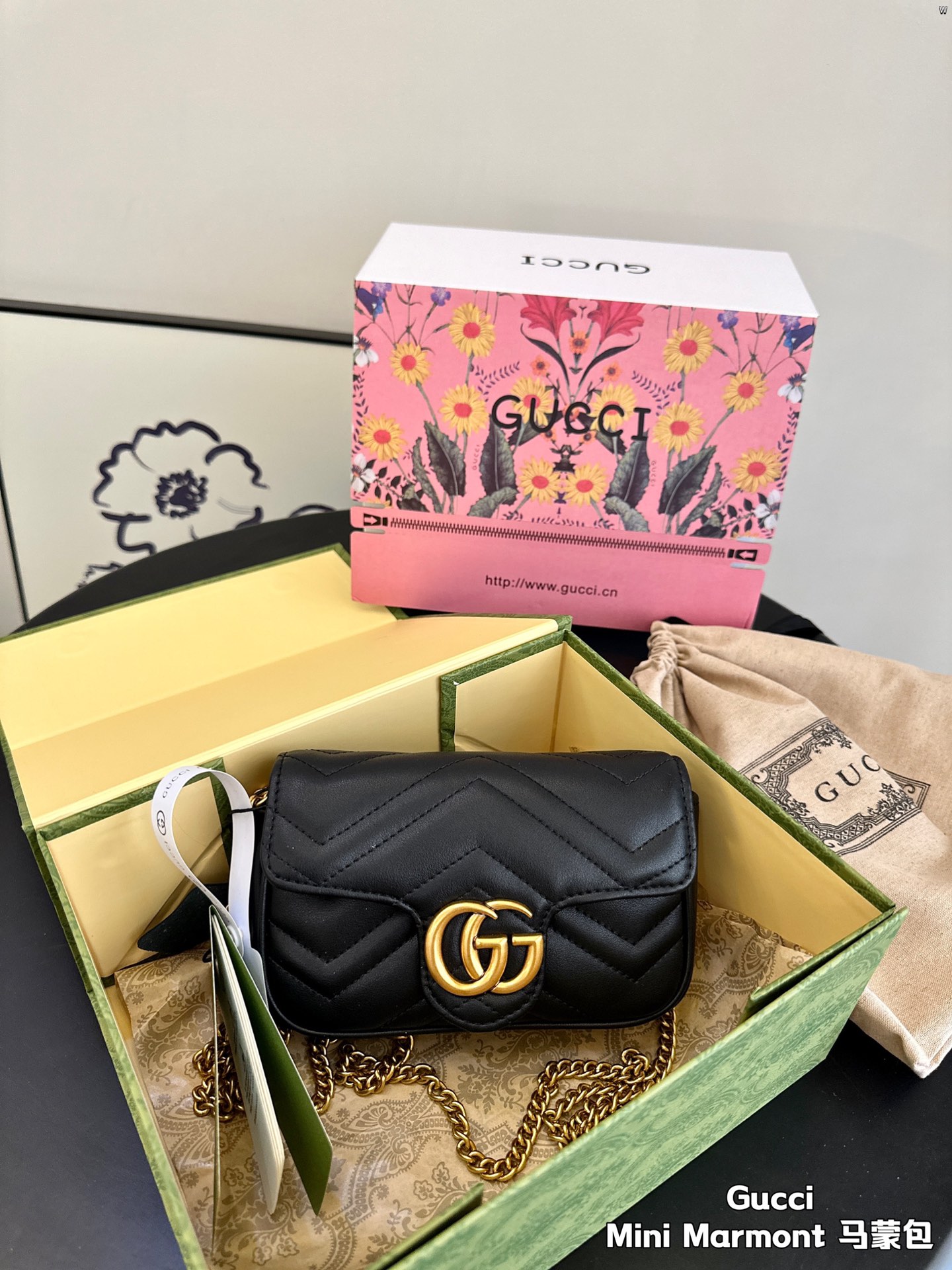G-G Mini classic Joker Marmont chain Malmond Ma Meng color super pink.