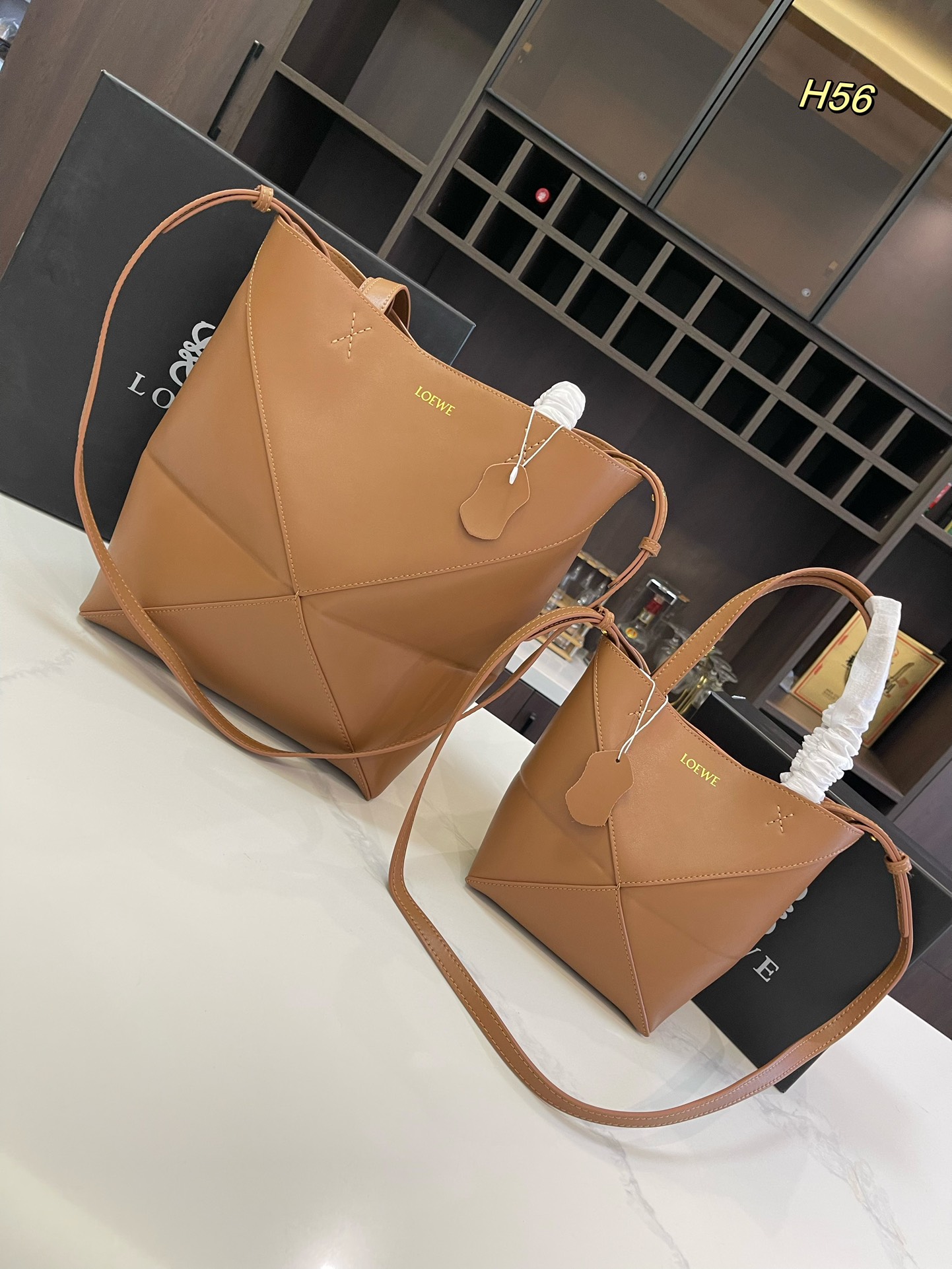 L-E Puzzle tote bag Foldable shopping bag with canvas liner