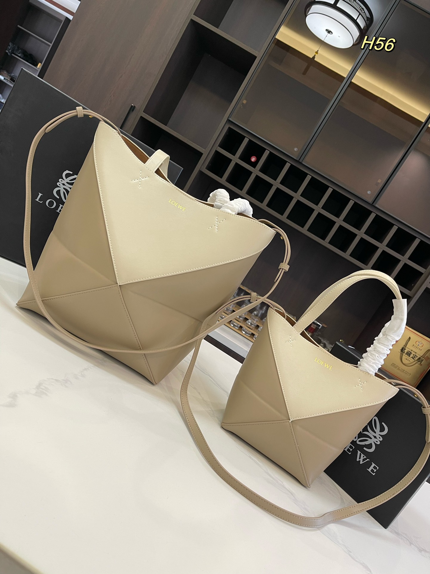 L-E Puzzle tote bag Foldable shopping bag with canvas liner