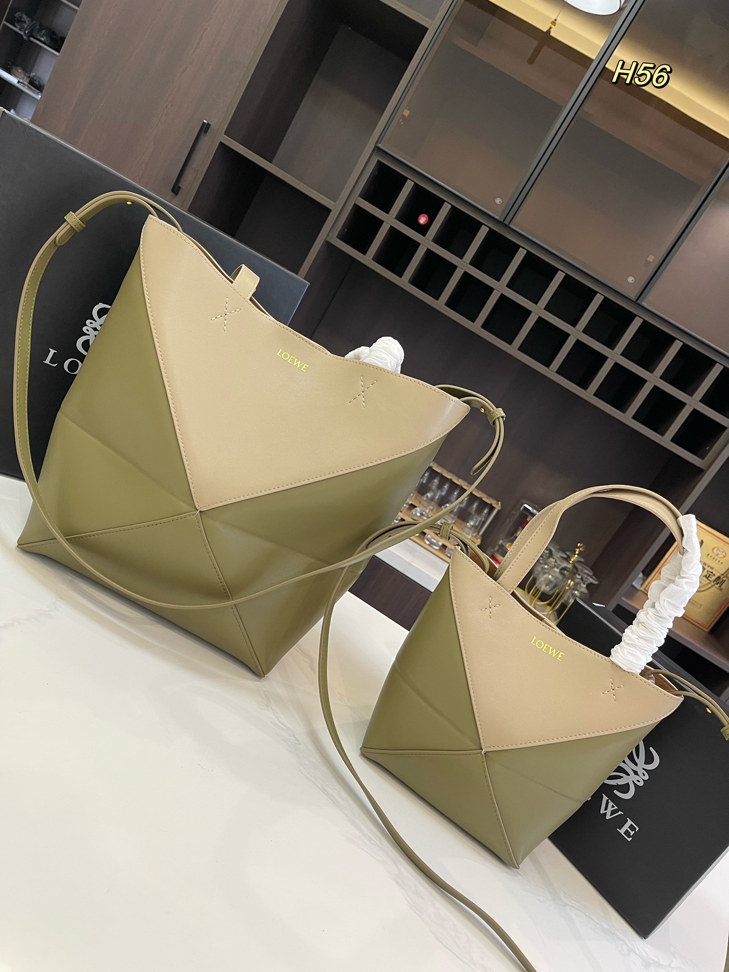 L-E Puzzle tote bag Foldable shopping bag with canvas liner