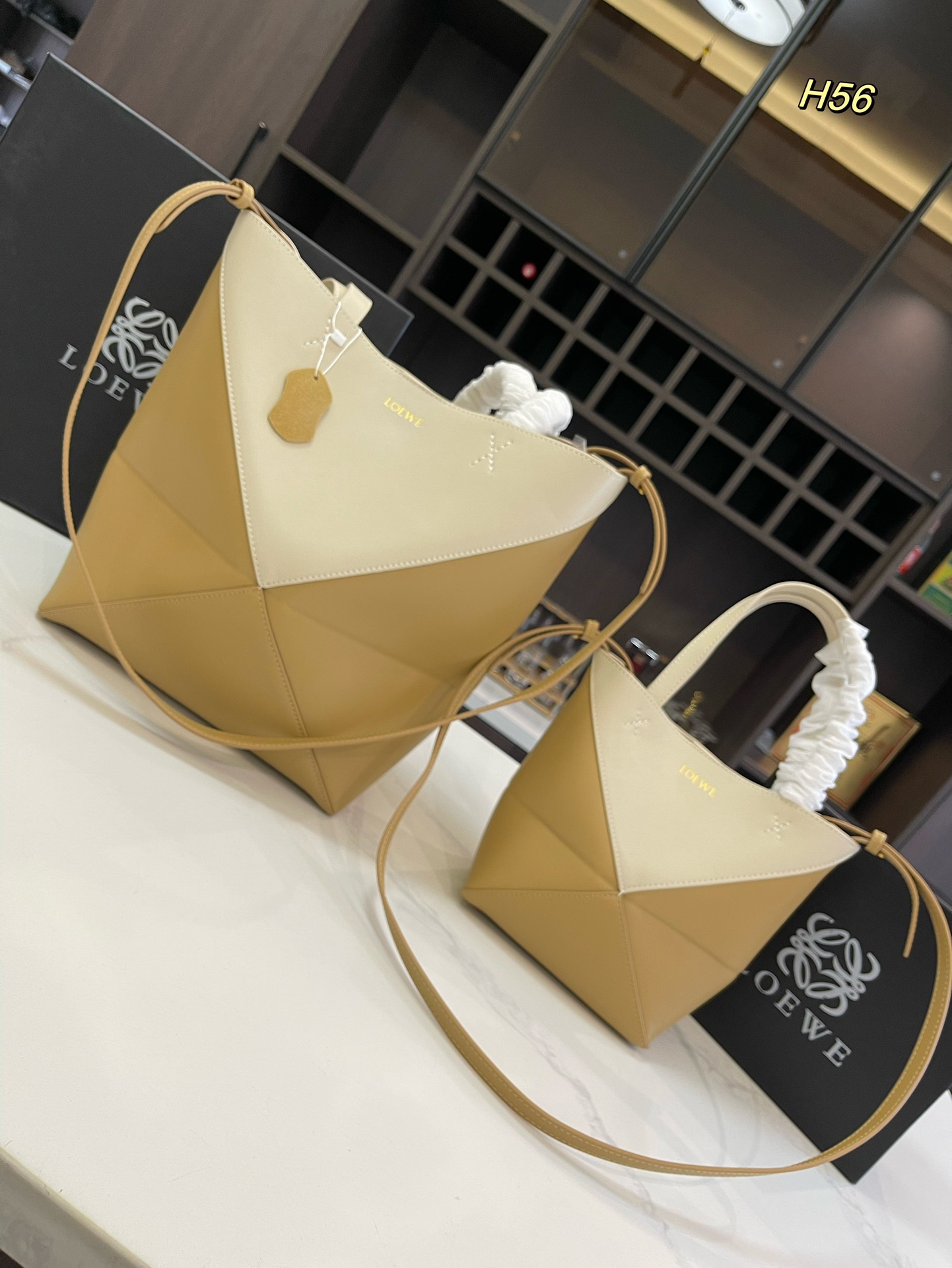 L-E Puzzle tote bag Foldable shopping bag with canvas liner