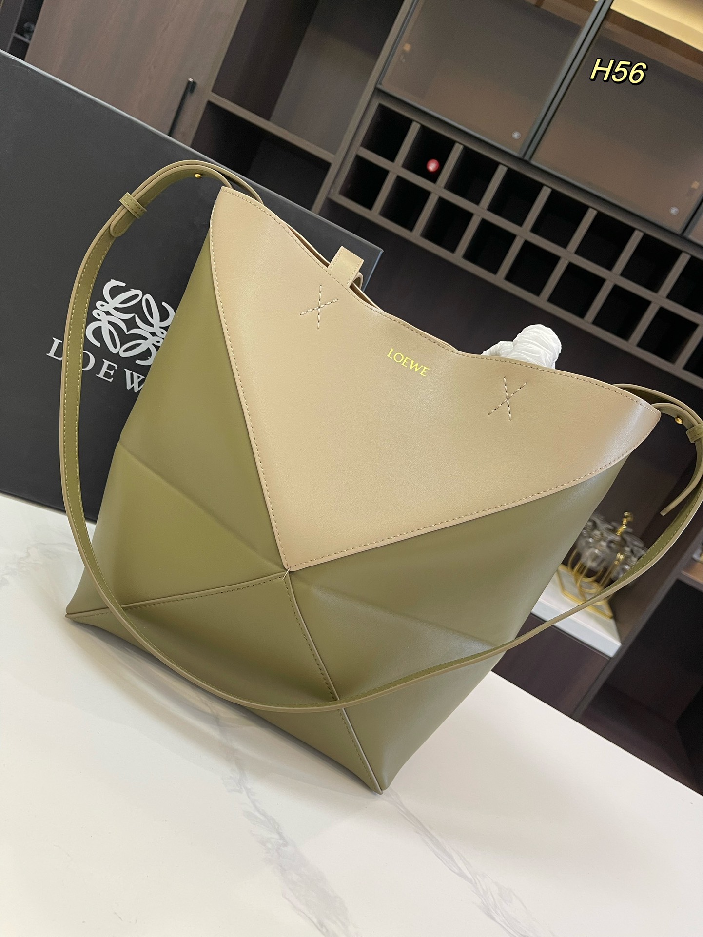 L-E Puzzle tote bag Foldable shopping bag with canvas liner