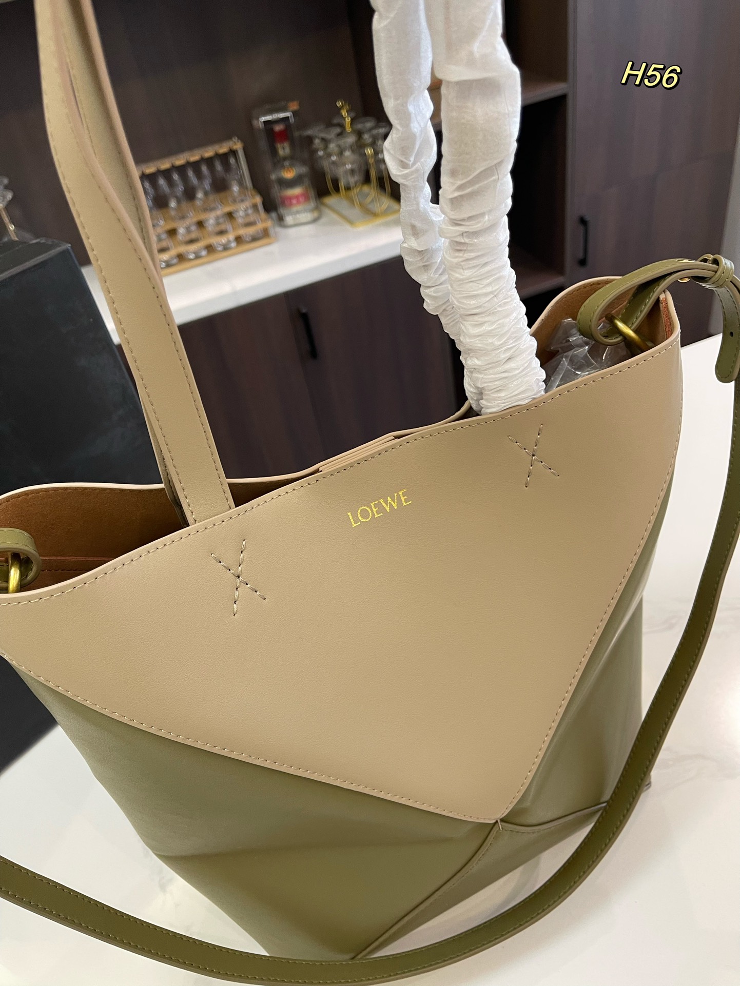 L-E Puzzle tote bag Foldable shopping bag with canvas liner