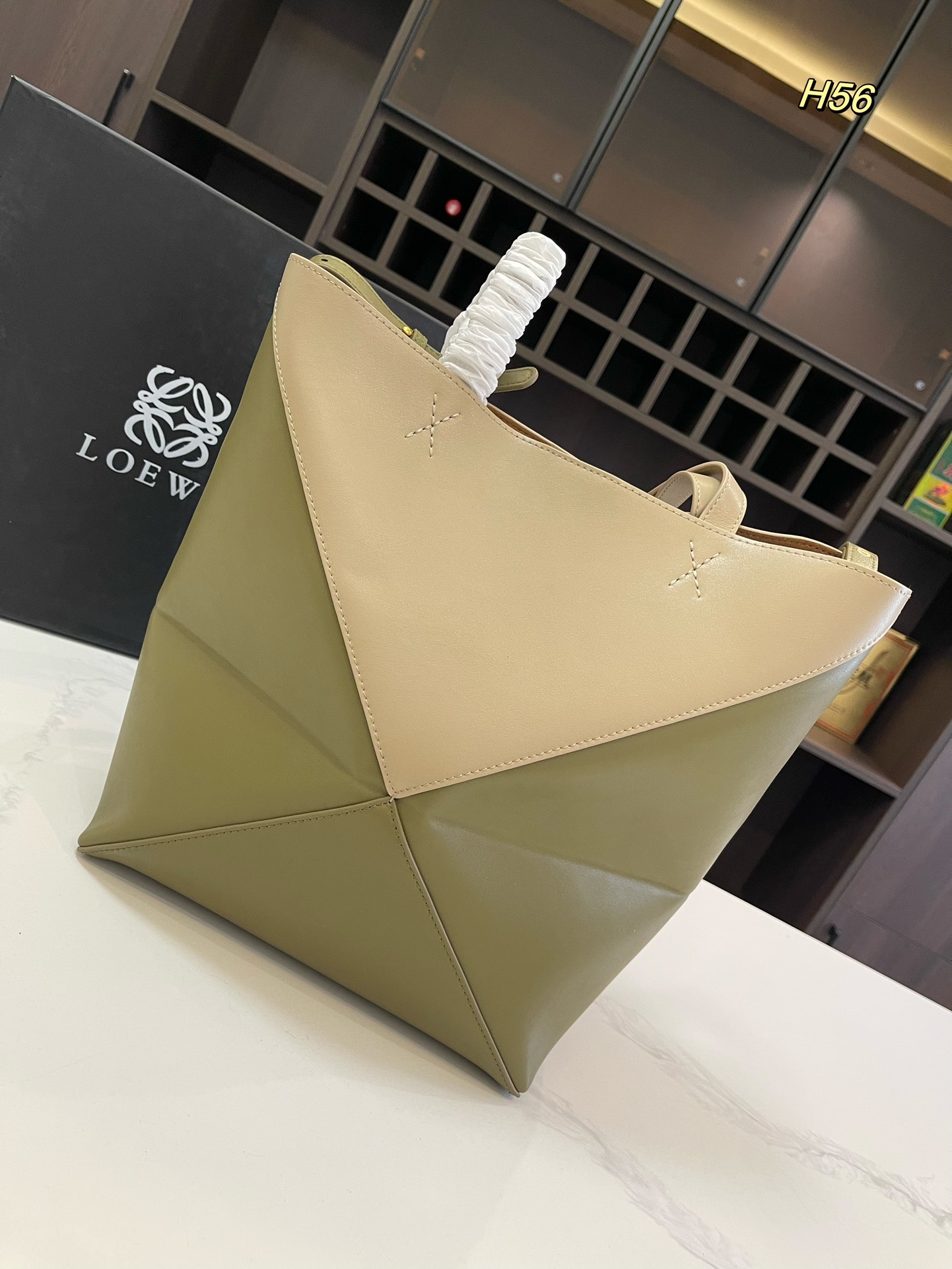 L-E Puzzle tote bag Foldable shopping bag with canvas liner