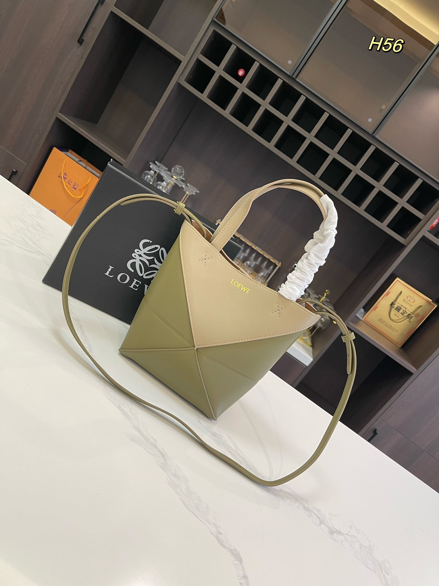 L-E Puzzle tote bag Foldable shopping bag with canvas liner