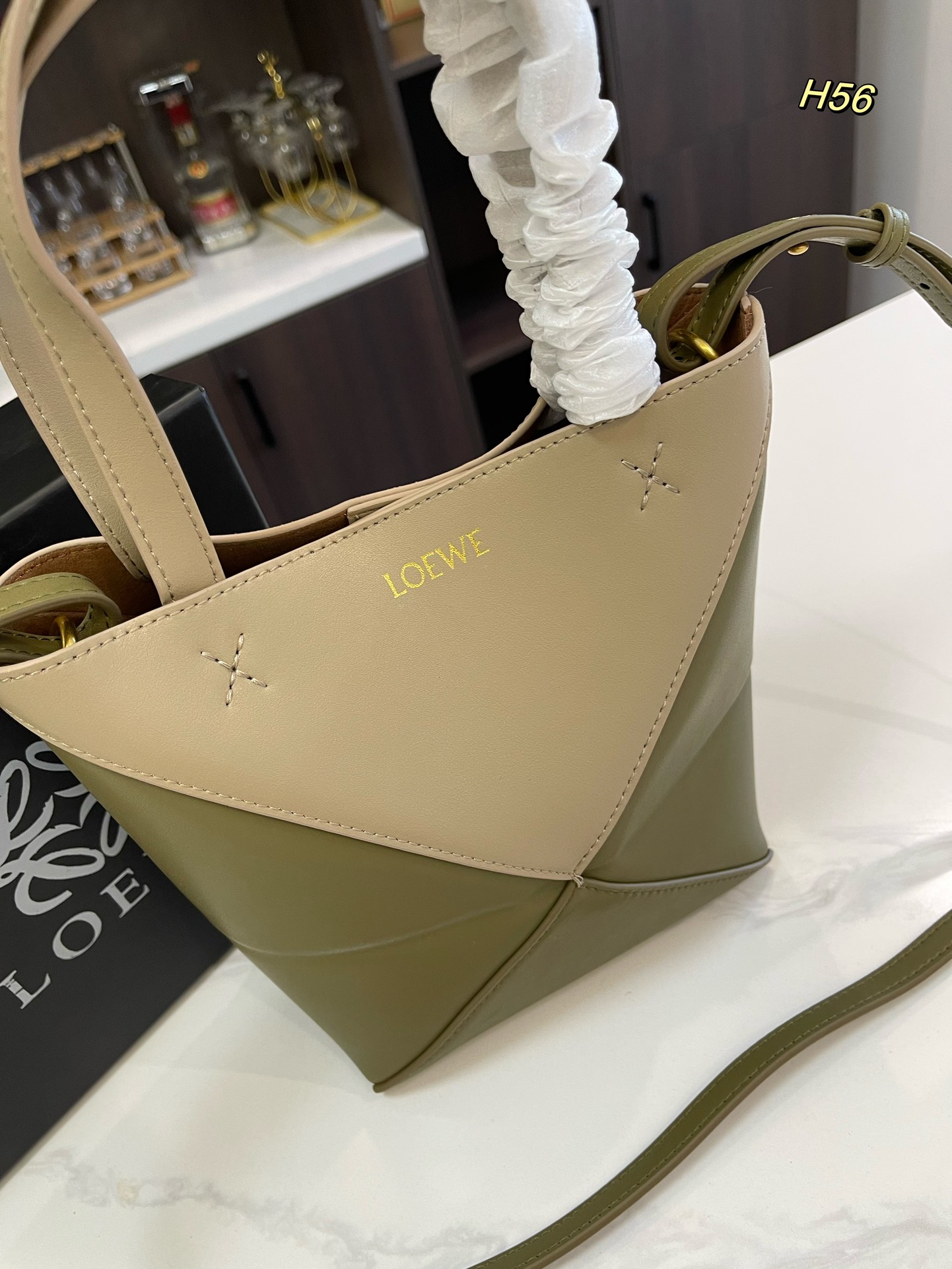 L-E Puzzle tote bag Foldable shopping bag with canvas liner