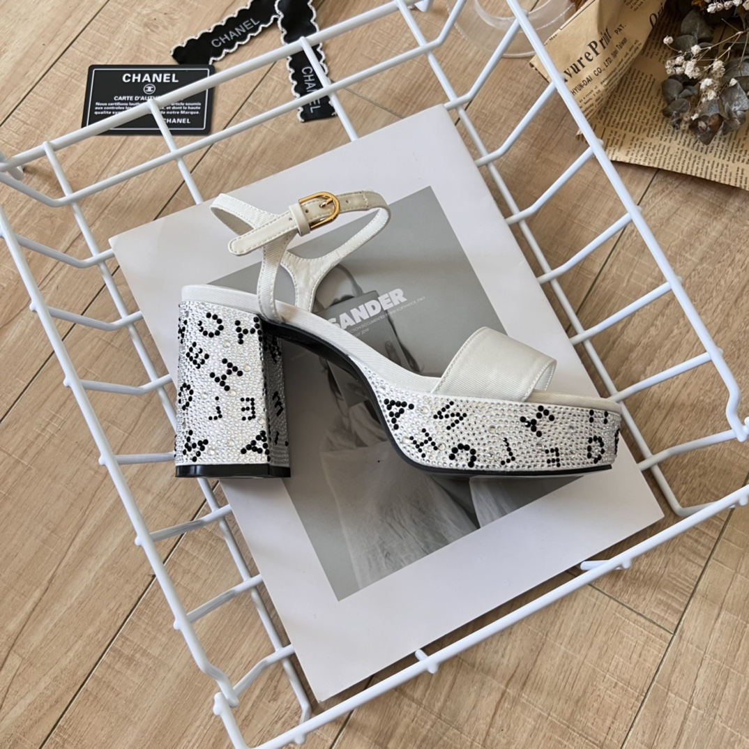 C-L New letter rhinestone high heels