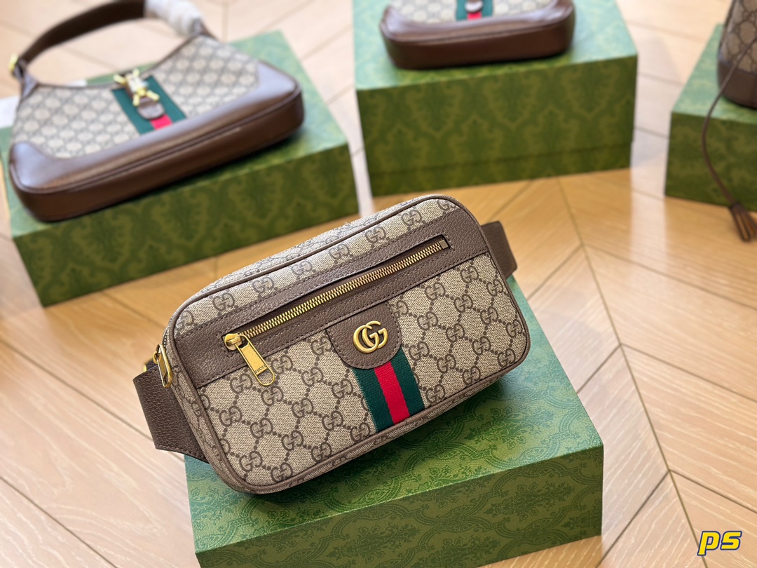 G-G Ophidia series double G chest bag waist bag  Classic red and green ribbon