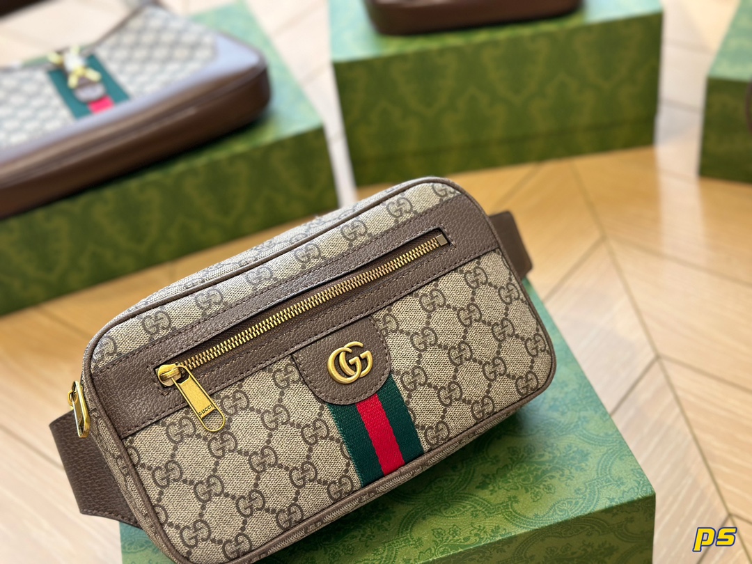 G-G Ophidia series double G chest bag waist bag  Classic red and green ribbon