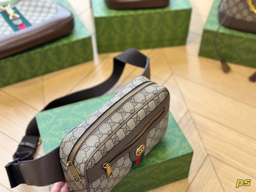 G-G Ophidia series double G chest bag waist bag  Classic red and green ribbon