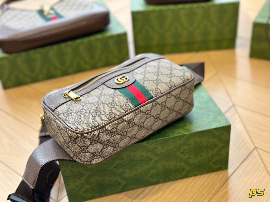 G-G Ophidia series double G chest bag waist bag  Classic red and green ribbon