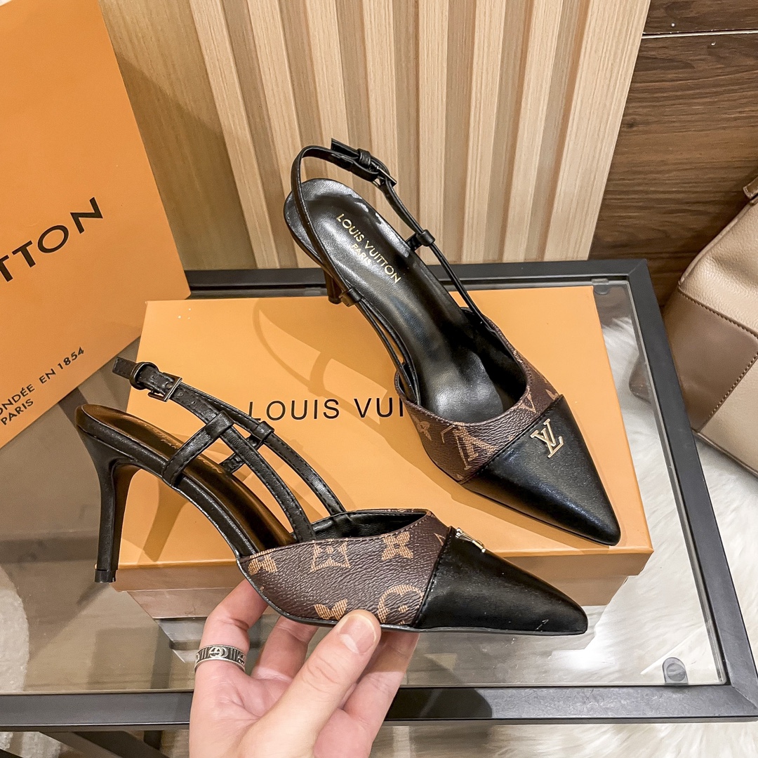 L-V New pointed reading sandals 8 cm