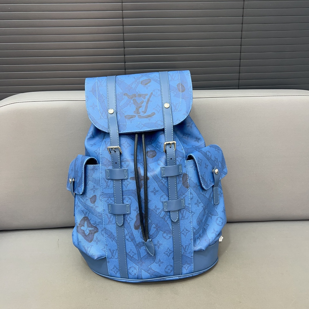 L-V CHRISTOPHER backpack printed backpack computer bag classic Logo with original craft materials casual Joker using exquisite inlay fine work.