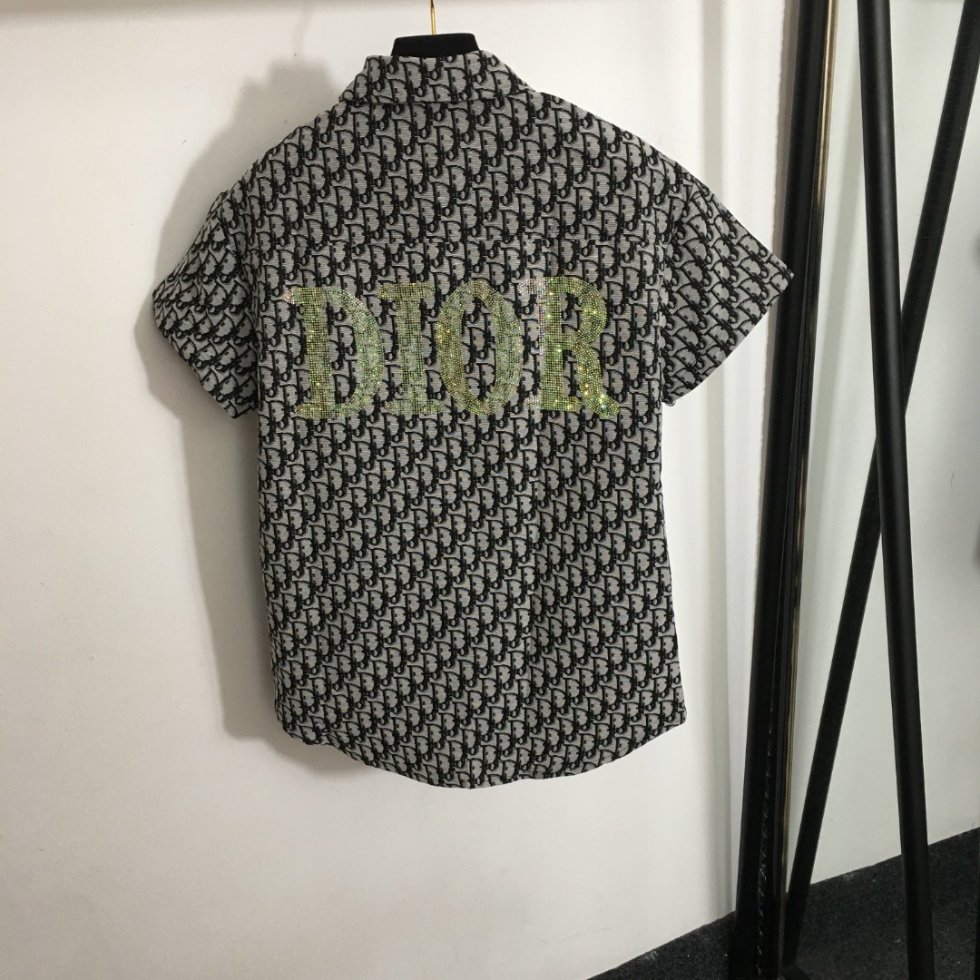 D-R  New color rhinestone letters reading letters short-sleeved shirt