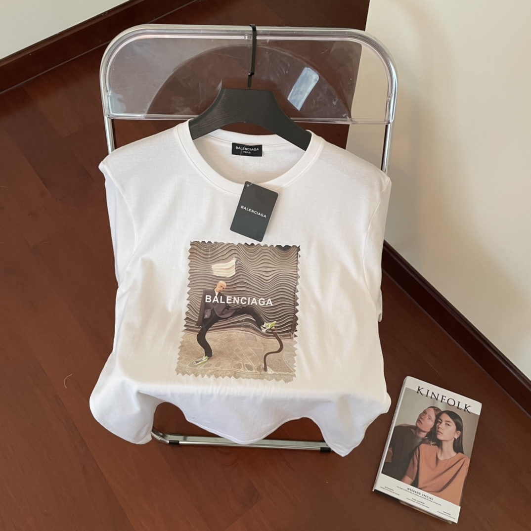 B-A Stamp printing abstract pattern short sleeve T-shirt