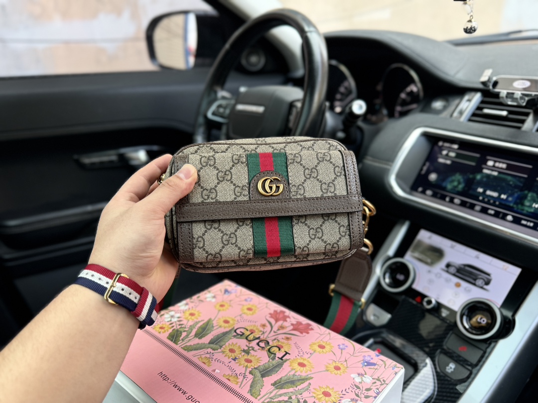 G-G Ophidia double G logo detachable shoulder strap canvas patchwork leather shoulder bag mini ladies