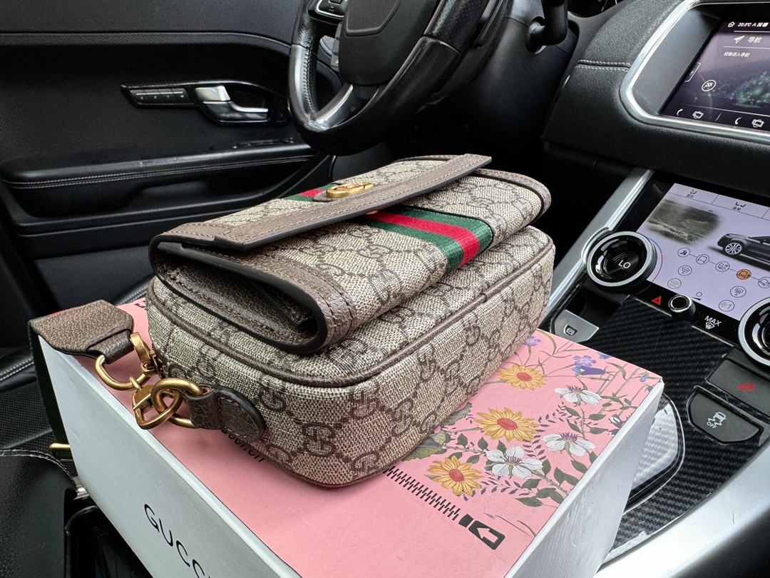 G-G Ophidia double G logo detachable shoulder strap canvas patchwork leather shoulder bag mini ladies